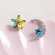 Unique Asymmetric Ear Stud Earring Luxury Micro Paved Zirconia Crystal Star Moon Piercing Earrings