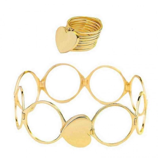 Unique Heart Finger Rings Stackable Multilayer 2 in 1 Dual Purpose Ring Bracelet for Women