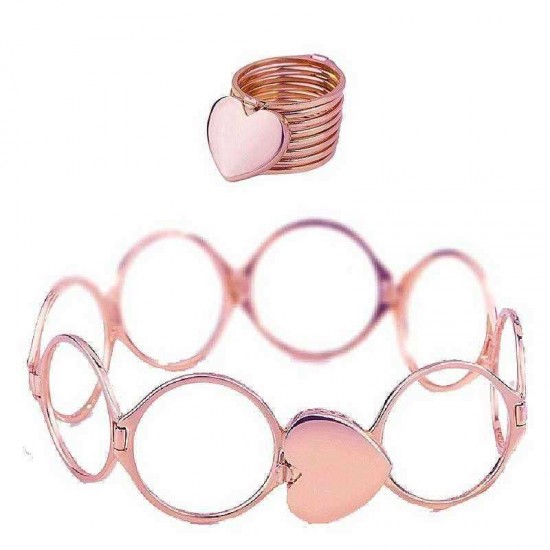 Unique Heart Finger Rings Stackable Multilayer 2 in 1 Dual Purpose Ring Bracelet for Women