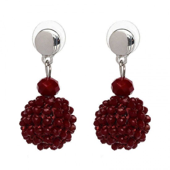 Unique Women's Colorful Bead Micro Pave Ball Drop Earring Gift Party Jewelry for Women