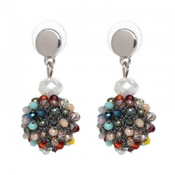 Unique Women's Colorful Bead Micro Pave Ball Drop Earring Gift Party Jewelry for Women