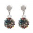 Unique Women's Colorful Bead Micro Pave Ball Drop Earring Gift Party Jewelry for Women