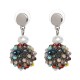 Unique Women's Colorful Bead Micro Pave Ball Drop Earring Gift Party Jewelry for Women