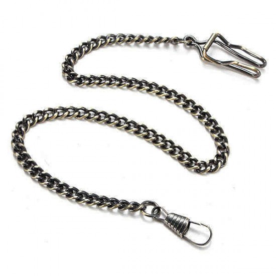 Unisex Alloy Vintage Bronze Quartz Pocket Watch Necklace Chain