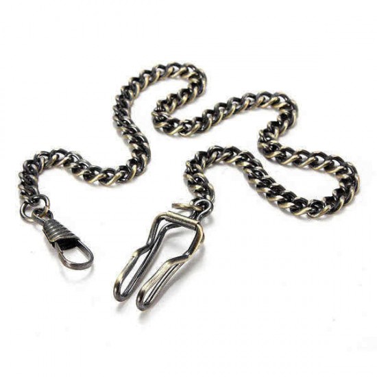 Unisex Alloy Vintage Bronze Quartz Pocket Watch Necklace Chain