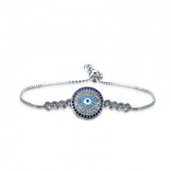 Unisex Jewelry Unique Blue Evil Eye Zircon Adjustable Charm Bracelet