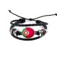 Unisex National Flag Pattern Bracelet Alloy Leather Rope Bracelet for Men Women