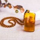 Unisex Resin Amber Flower Drop Pendant Vintage Geometry Beads Women Necklace Chain