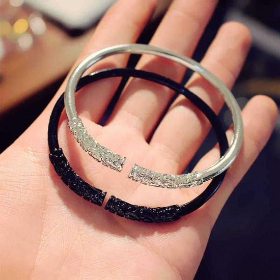 Unisex Retro Golden Cudgel Bangle Bracelet Punk Silver Gold Black Cuff Bracelets for Men Women