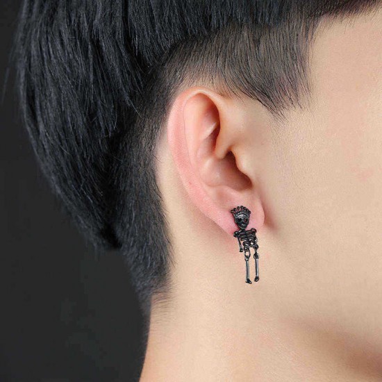 Unisex Retro Stainless Steel Ear Stud Skull Creative Earring Gift for Men Women