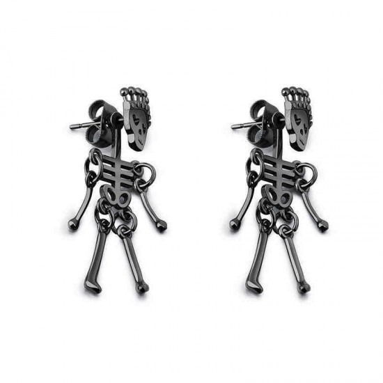 Unisex Retro Stainless Steel Ear Stud Skull Creative Earring Gift for Men Women