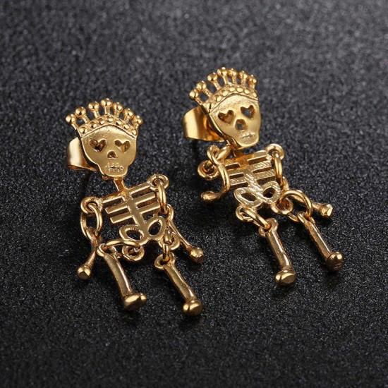 Unisex Retro Stainless Steel Ear Stud Skull Creative Earring Gift for Men Women