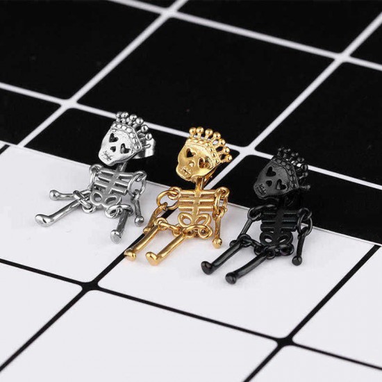 Unisex Retro Stainless Steel Ear Stud Skull Creative Earring Gift for Men Women