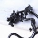 Unisex Statement Punk Dragon Ear Cuff Black Gold Ear Clip Stud Earrings