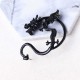 Unisex Statement Punk Dragon Ear Cuff Black Gold Ear Clip Stud Earrings