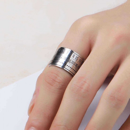 Unisex Time Loop Titanium Steel 316L Stainless Steel Simple Numeral Finger Ring Jewelry