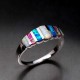 Unisex Trendy Colorful Opal Finger Rings Fashion Silver Color Casual Ring Popular Wedding Rings