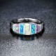 Unisex Trendy Colorful Opal Finger Rings Fashion Silver Color Casual Ring Popular Wedding Rings