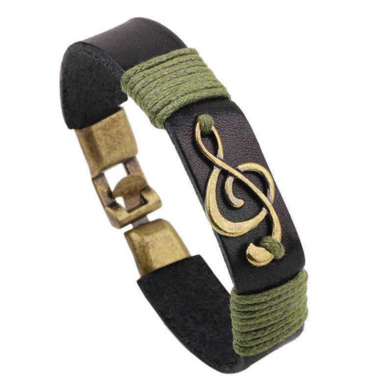 Unisex Vintage Musical Note Leather Bracelets