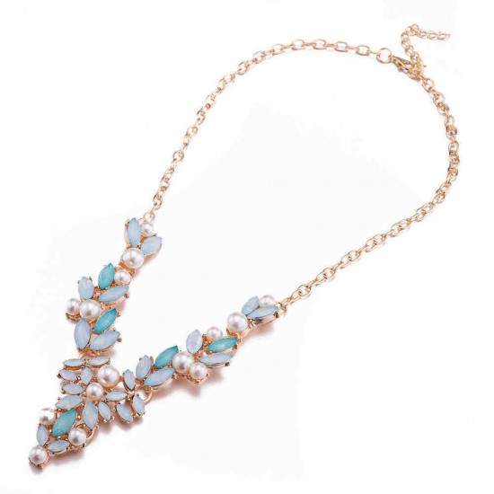 V-Neck Bohemian Necklace Crystal Pearl Accessories Summer Fashion Jewelry for Women