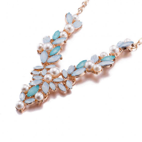 V-Neck Bohemian Necklace Crystal Pearl Accessories Summer Fashion Jewelry for Women