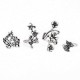 Vintage 4 Pcs Ring Set Bohemian Flower Silver Rings Punk Knuckle Ring Set for Women