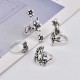 Vintage 4 Pcs Ring Set Bohemian Flower Silver Rings Punk Knuckle Ring Set for Women