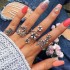 Vintage 4 Pcs Ring Set Bohemian Flower Silver Rings Punk Knuckle Ring Set for Women