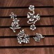 Vintage 4 Pcs Ring Set Bohemian Flower Silver Rings Punk Knuckle Ring Set for Women