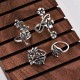 Vintage 4 Pcs Ring Set Bohemian Flower Silver Rings Punk Knuckle Ring Set for Women