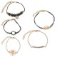 Vintage 5 Pcs Bracelet Set Compass Rhinestone Pendant Bracelet Ethnic Beading Bracelet for Women