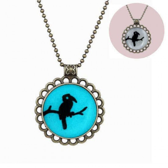 Vintage Animal Luminous Glow Round Pendant Charm Necklace Chain