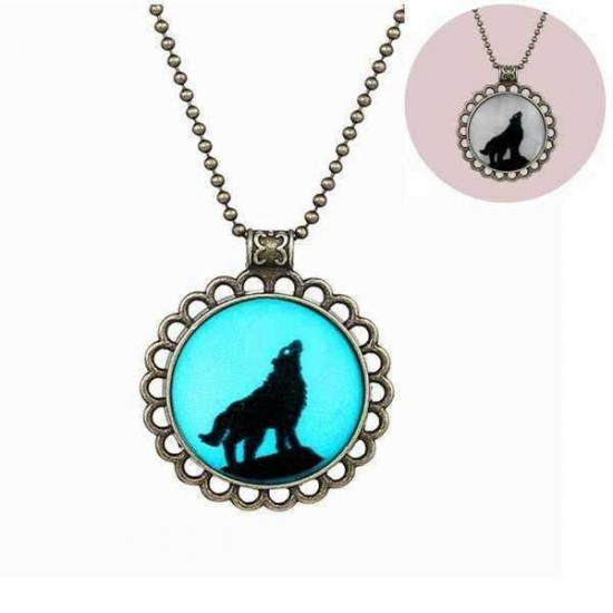 Vintage Animal Luminous Glow Round Pendant Charm Necklace Chain