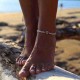 Vintage Antique Silver Anklet Women Starfish Rune Beaded Bracelet Ankle Boho Foot Jewelry