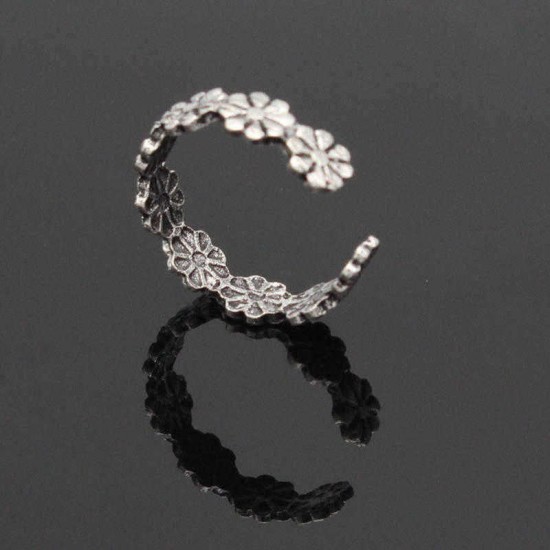 Vintage Antique Silver Toe Ring Adjustable Flower Open Knuckle Finger Ring for Women