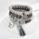 Vintage Beaded Bracelet Set Tassels Charm Multilayer Bracelet Ethnic Jewelry for Women