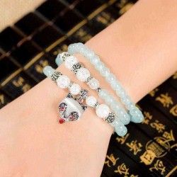 Vintage Beaded Bracelets Natural Crystal Beaded Flowers Multilayer Bracelet For Women