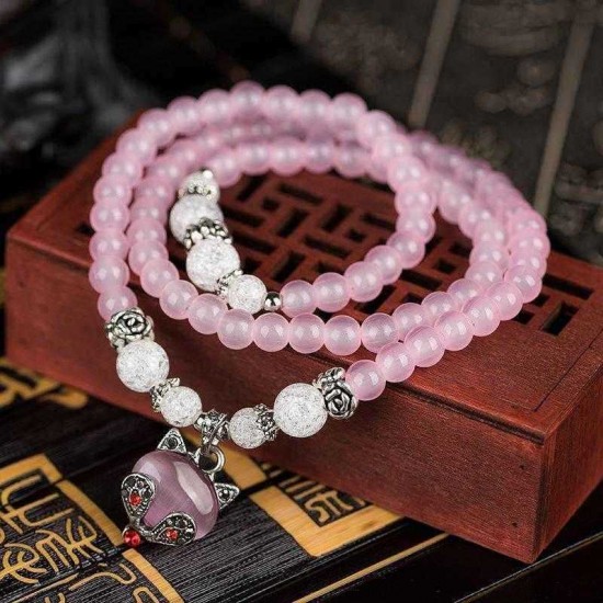 Vintage Beaded Bracelets Natural Crystal Beaded Flowers Multilayer Bracelet For Women