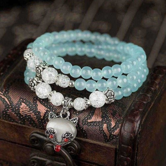 Vintage Beaded Bracelets Natural Crystal Beaded Flowers Multilayer Bracelet For Women