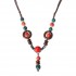 Vintage Beaded Pendant Sweater Chain Ethnic Ceramics Beads Long Necklace for Women