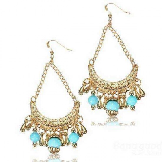 Vintage Beads Hollowed Tassel Long Drop Dangle Earrings Jewelry