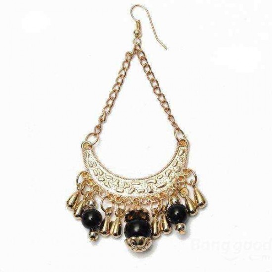 Vintage Beads Hollowed Tassel Long Drop Dangle Earrings Jewelry