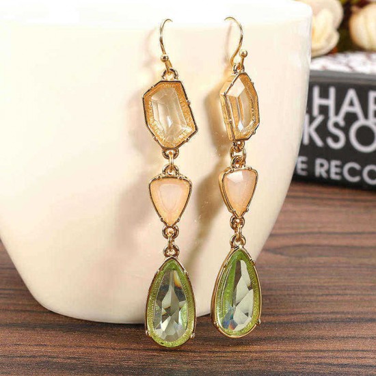 Vintage Bohemian Tassel Ear Drop Long Crystal Earrings