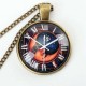 Vintage Bronze Glass Cabochon US UK Flag Watch Pendant Necklace