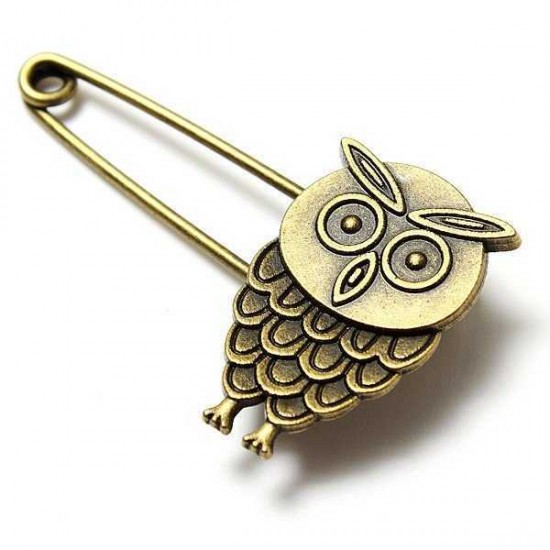 Vintage Bronze Owl Angel Costume Pin Brooch Multi Pattern For Women