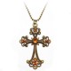 Vintage Bronze Peacock Heart Cross Drop Pendant Sweater Necklace