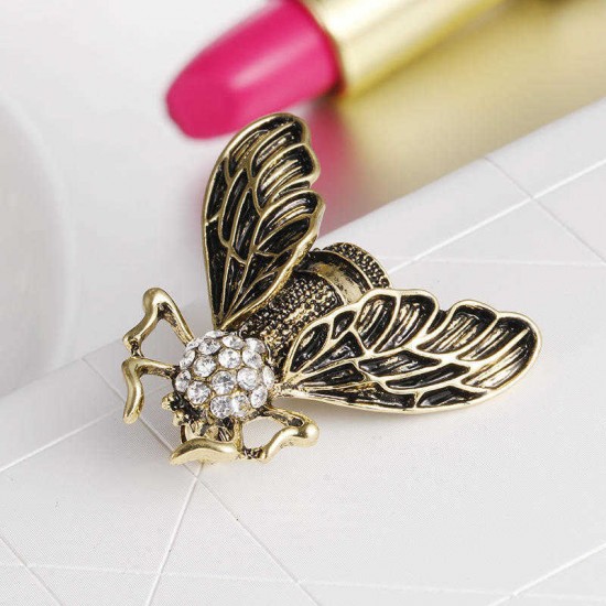 Vintage Cicada Insect Brooch Pins Steampunk Bronze Rhinestone Enamel Brooches Costume Jewelry