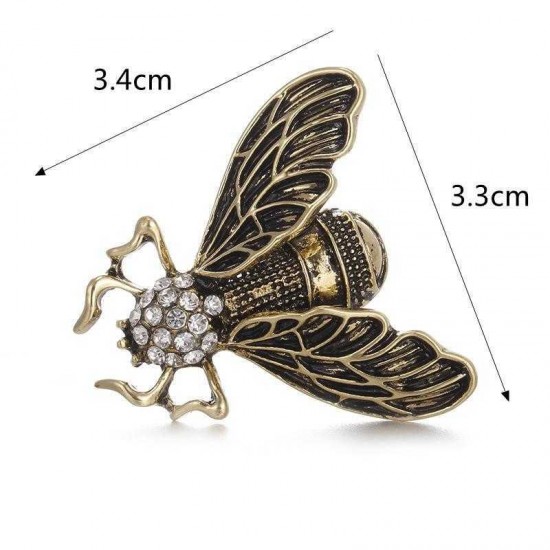 Vintage Cicada Insect Brooch Pins Steampunk Bronze Rhinestone Enamel Brooches Costume Jewelry