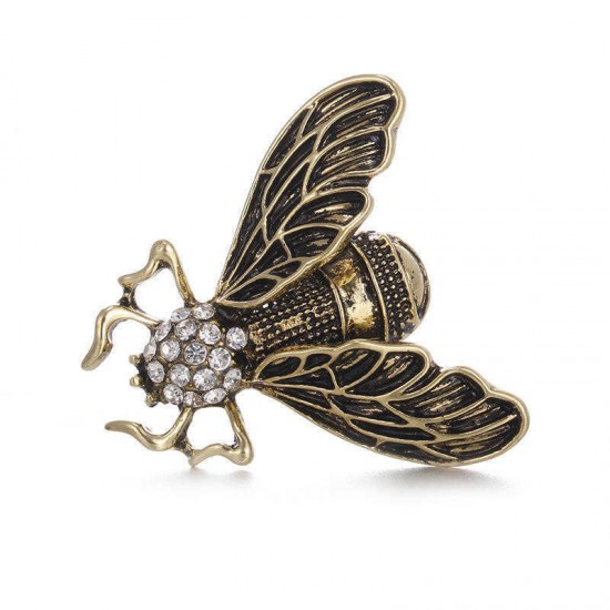 Vintage Cicada Insect Brooch Pins Steampunk Bronze Rhinestone Enamel Brooches Costume Jewelry