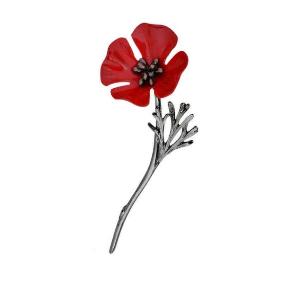 Vintage Clothing Beautiful Brooches Poppy Flower Silver Gold Collar Pins for Women Men